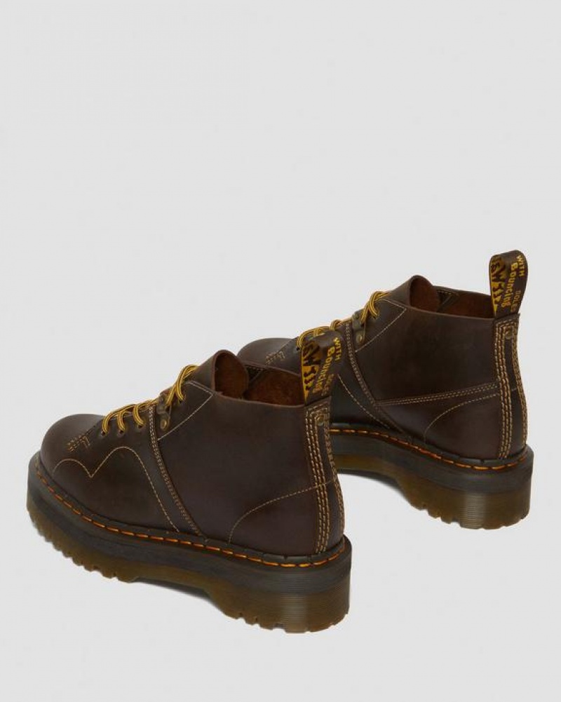 Women's Dr Martens Church Arc Crazy Horse Monkey Platform Shoes Dark Brown | Australia_Dr11350