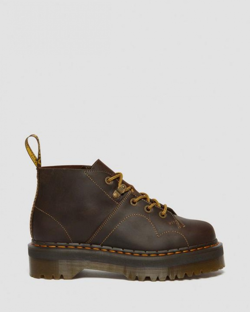 Women's Dr Martens Church Arc Crazy Horse Monkey Platform Shoes Dark Brown | Australia_Dr11350