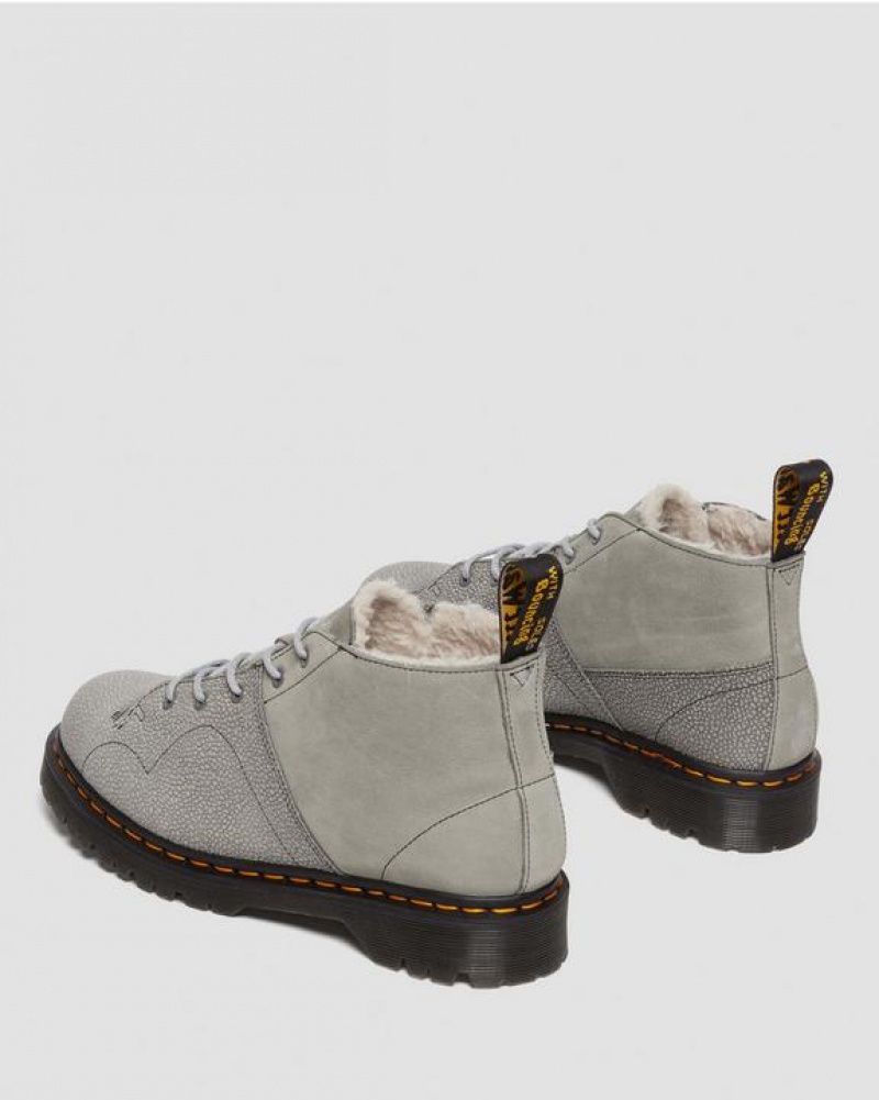 Women's Dr Martens Church Nubuck & Pebble Leather Monkey Boots Grey | Australia_Dr12456