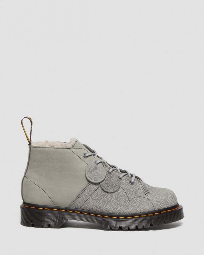 Women's Dr Martens Church Nubuck & Pebble Leather Monkey Boots Grey | Australia_Dr12456