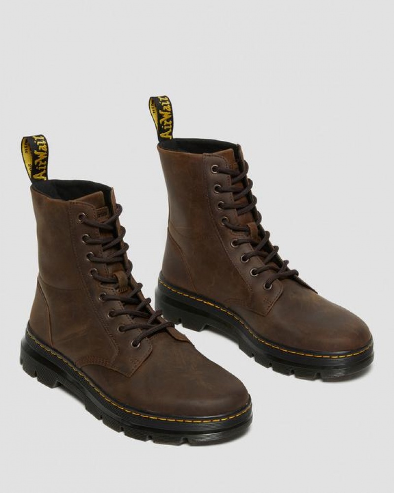 Women's Dr Martens Combs Crazy Horse Leather Casual Boots Brown | Australia_Dr70901