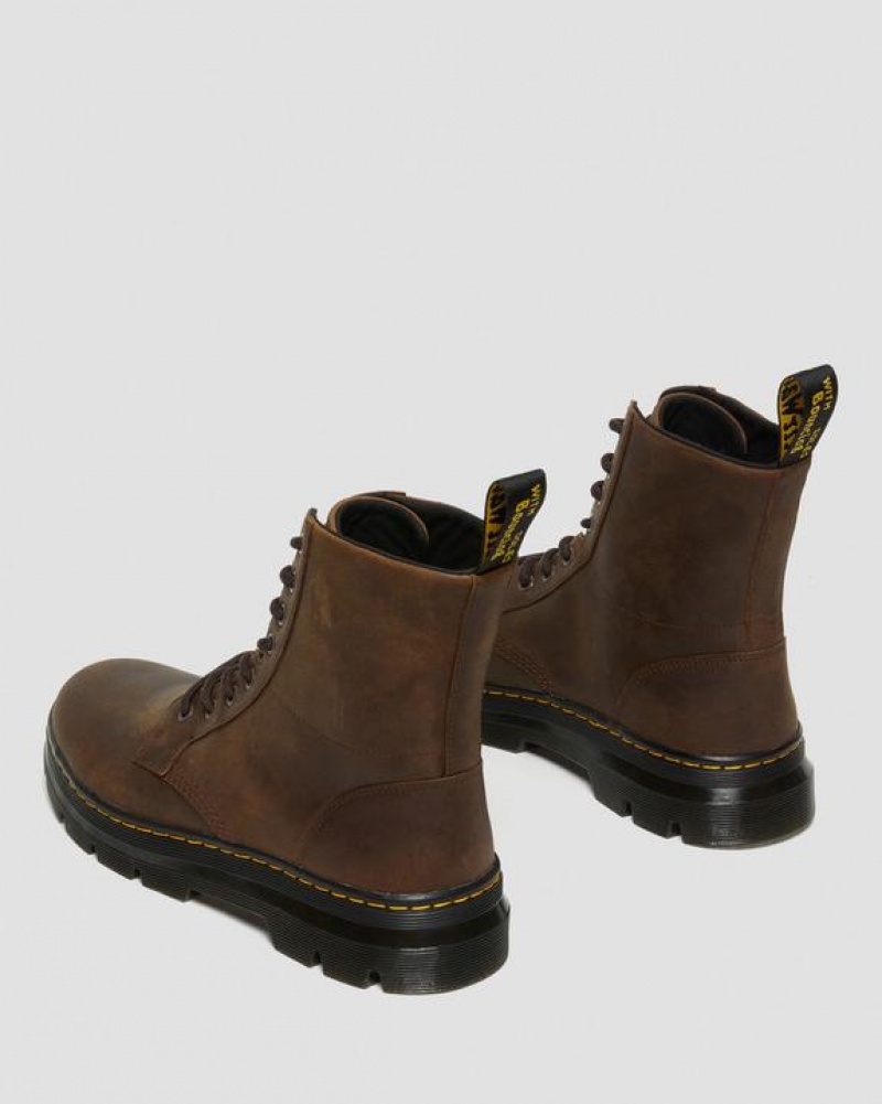 Women's Dr Martens Combs Crazy Horse Leather Casual Boots Brown | Australia_Dr70901