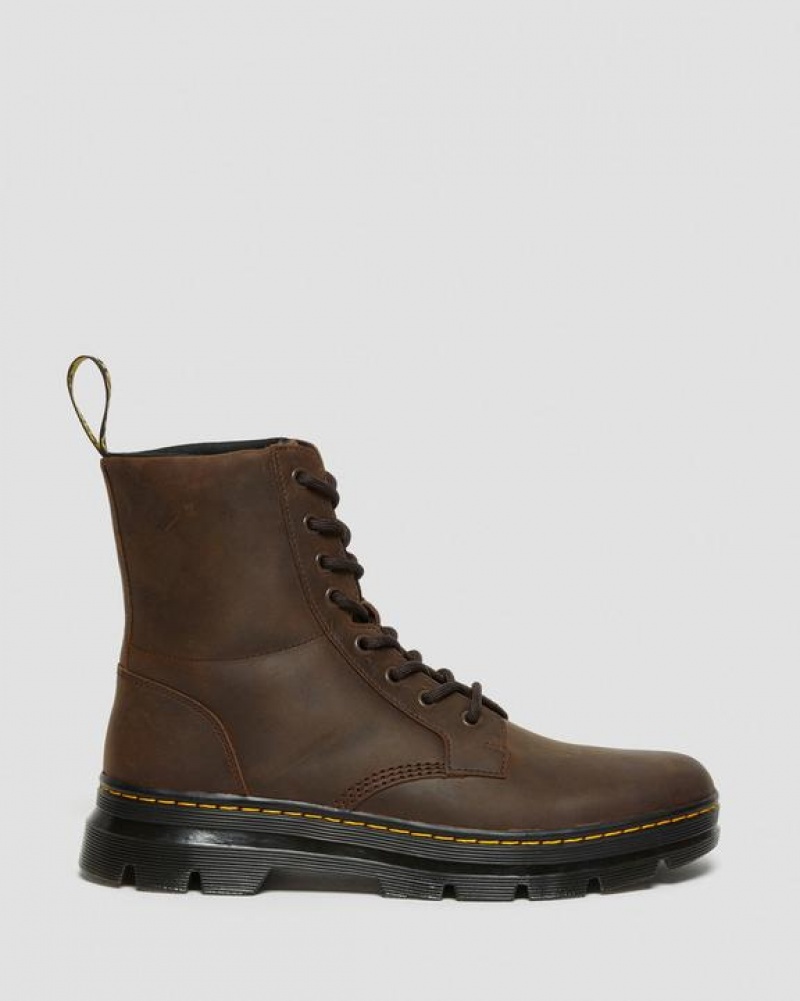 Women's Dr Martens Combs Crazy Horse Leather Casual Boots Brown | Australia_Dr70901