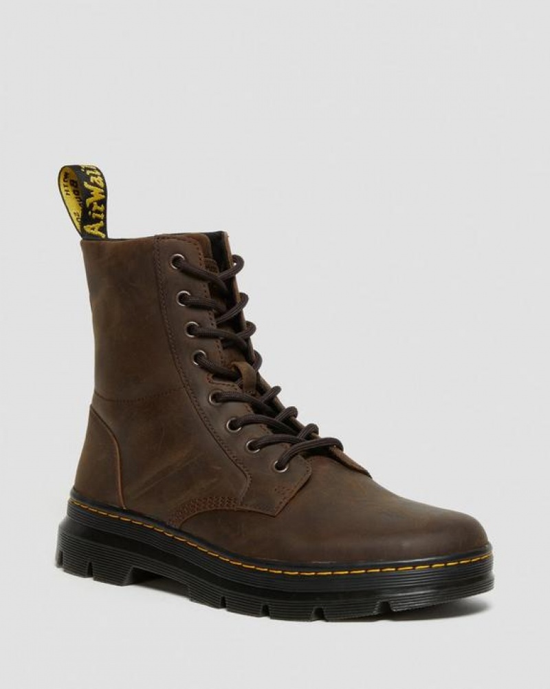 Women\'s Dr Martens Combs Crazy Horse Leather Casual Boots Brown | Australia_Dr70901