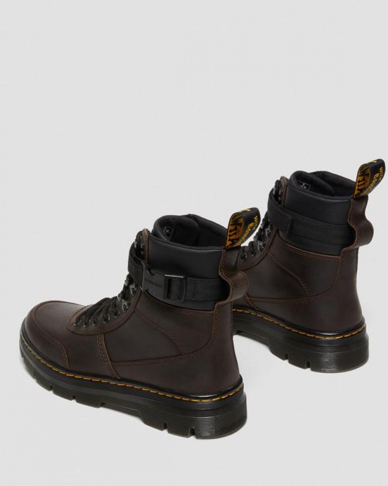 Women's Dr Martens Combs Tech Crazy Horse Leather Casual Boots Dark Brown | Australia_Dr84935