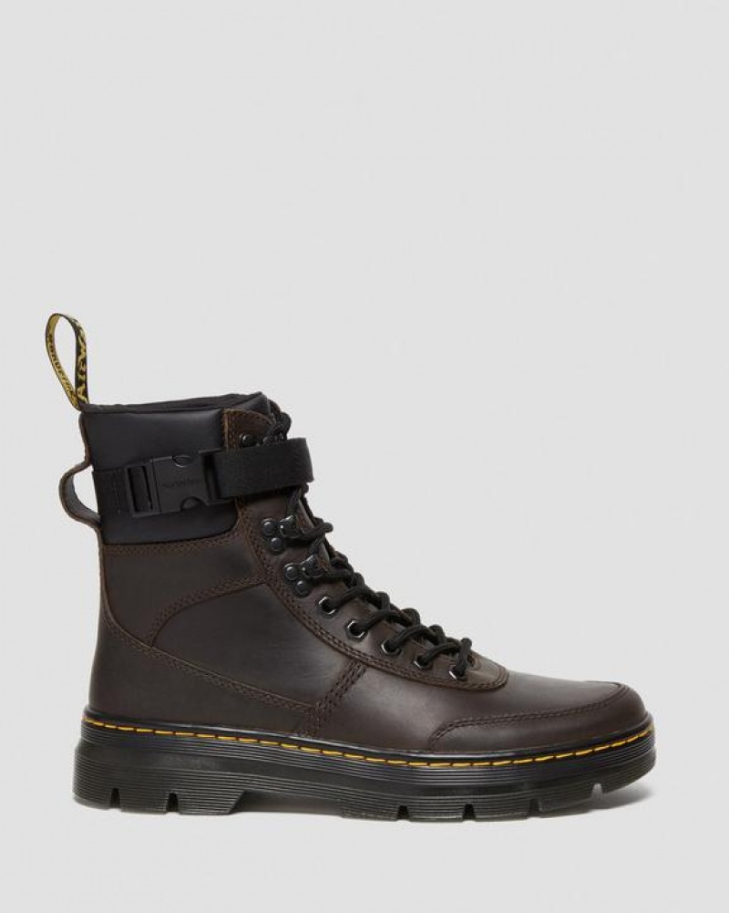 Women's Dr Martens Combs Tech Crazy Horse Leather Casual Boots Dark Brown | Australia_Dr84935