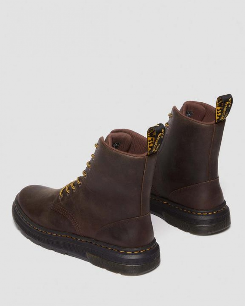 Women's Dr Martens Crewson Crazy Horse Leather Everyday Boots Dark Brown | Australia_Dr48890