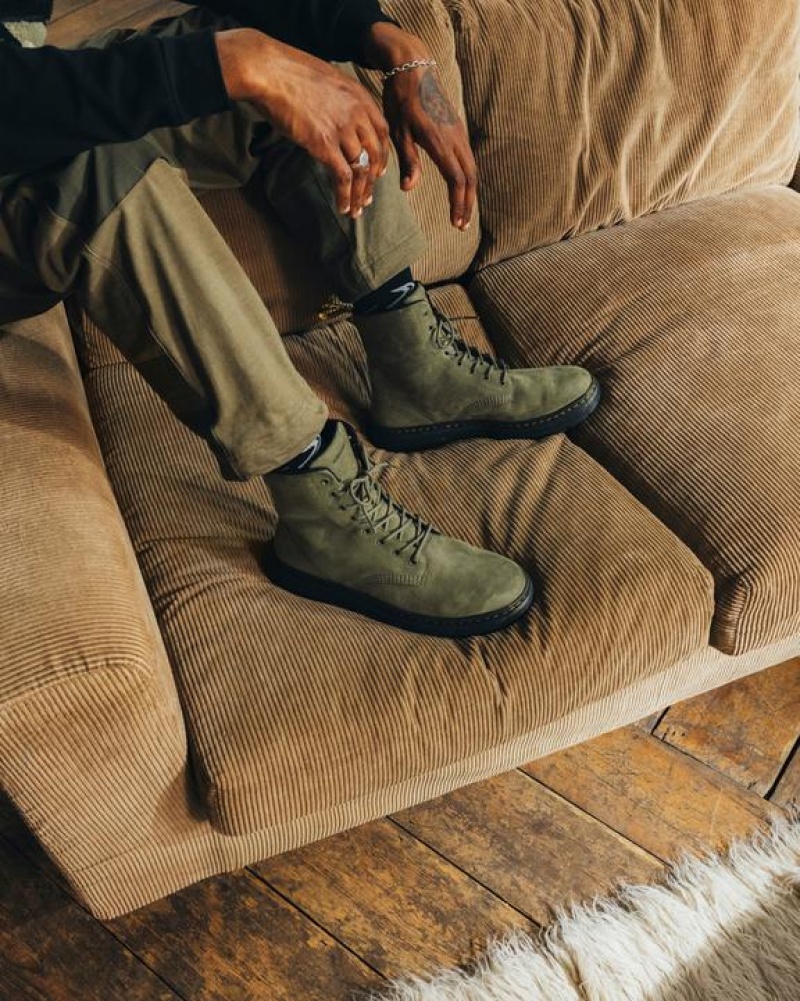 Women's Dr Martens Crewson Nubuck Leather Everyday Boots Olive | Australia_Dr24921