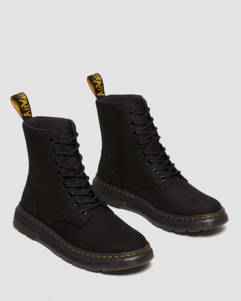 Women's Dr Martens Crewson Nubuck Leather Everyday Boots Black | Australia_Dr73625