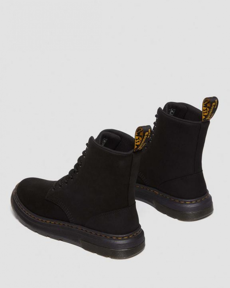 Women's Dr Martens Crewson Nubuck Leather Everyday Boots Black | Australia_Dr73625