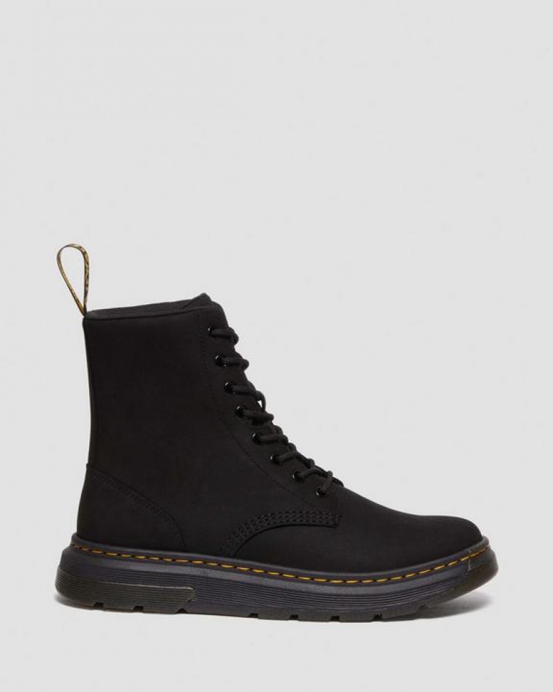 Women's Dr Martens Crewson Nubuck Leather Everyday Boots Black | Australia_Dr73625