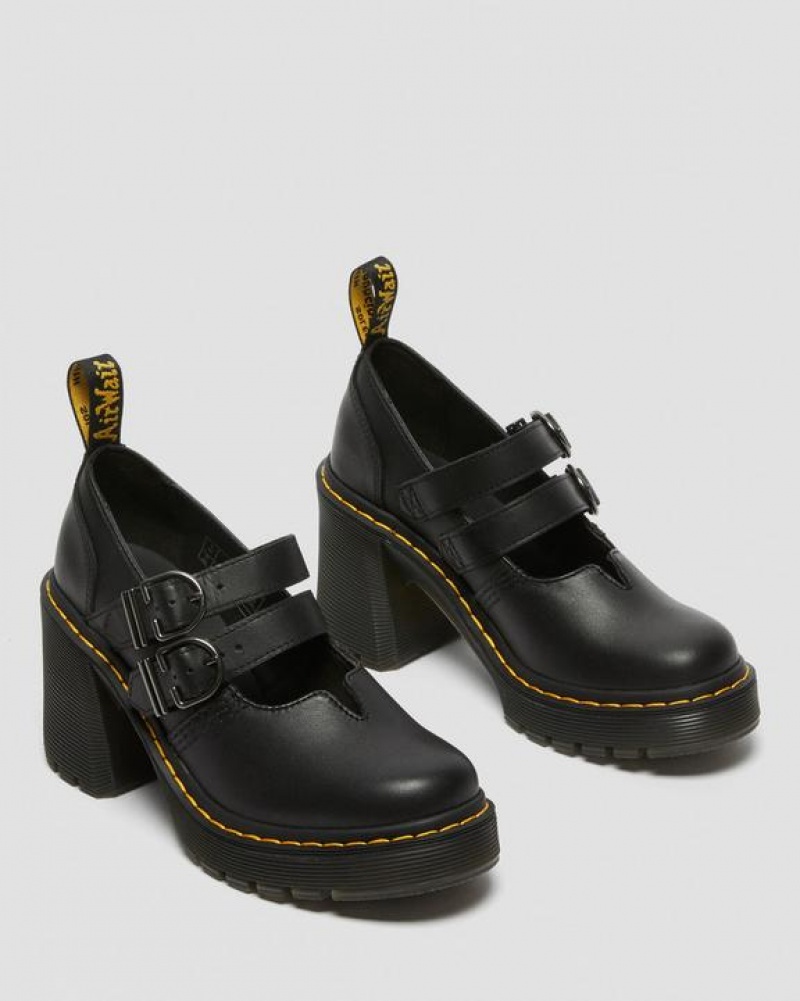 Women's Dr Martens Eviee Sendal Leather Platform Shoes Black | Australia_Dr36236