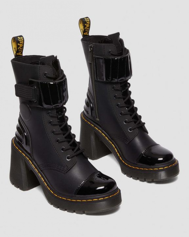 Women's Dr Martens Gaya 10-Eye Alternative Leather Heeled Boots Black | Australia_Dr82066