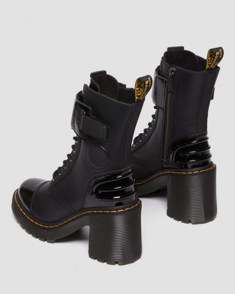 Women's Dr Martens Gaya 10-Eye Alternative Leather Heeled Boots Black | Australia_Dr82066