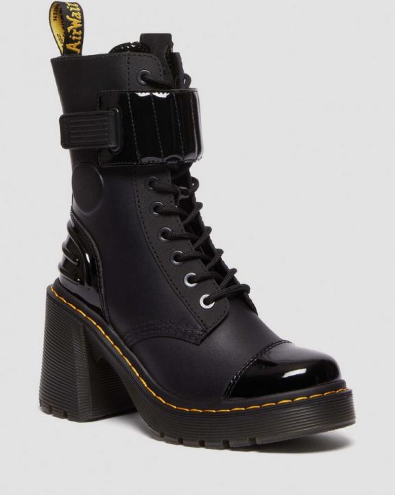 Women\'s Dr Martens Gaya 10-Eye Alternative Leather Heeled Boots Black | Australia_Dr82066