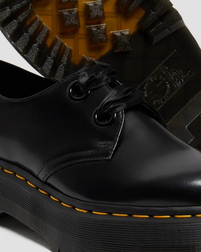 Women's Dr Martens Holly Women's Leather Platform Shoes Black | Australia_Dr36025