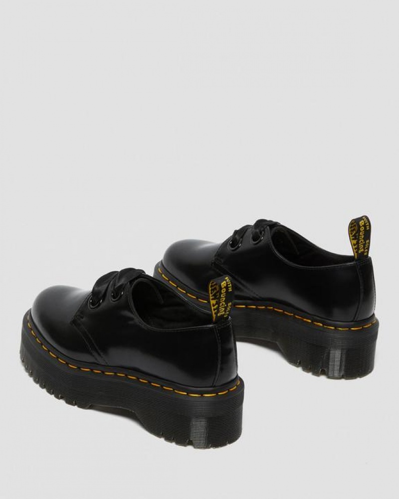 Women's Dr Martens Holly Women's Leather Platform Shoes Black | Australia_Dr36025