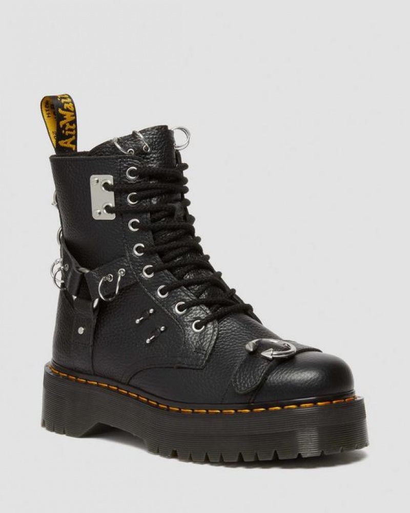 Women\'s Dr Martens Jadon Boot Piercing Milled Nappa Leather Platforms Boots Black | Australia_Dr47577