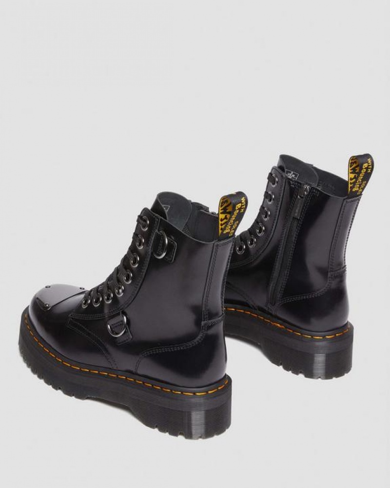 Women's Dr Martens Jadon Boot Toe Guard Leather Platforms Boots Black | Australia_Dr26035