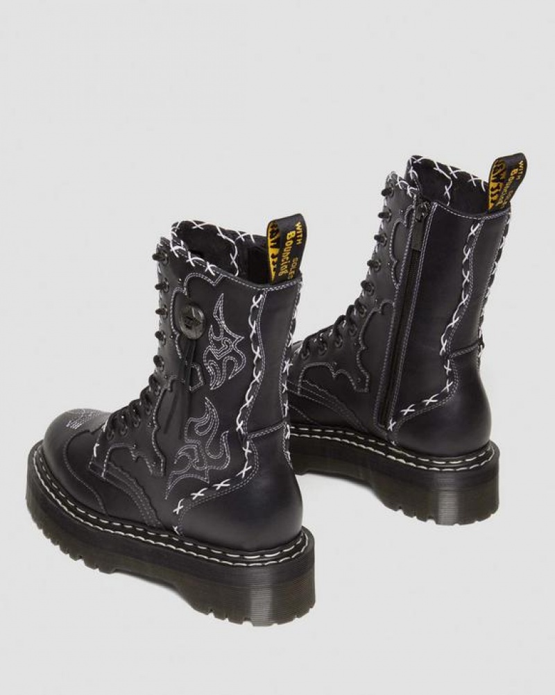 Women's Dr Martens Jadon Hi Boot Gothic Americana Leather Platforms Boots Black | Australia_Dr73163