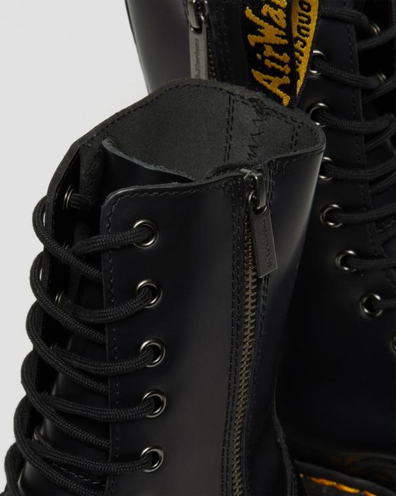 Women's Dr Martens Jadon Hi Boot Smooth Leather Platforms Boots Black | Australia_Dr39869