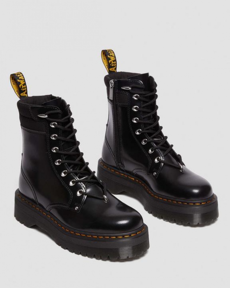 Women's Dr Martens Jadon II Boot Hardware Buttero Leather Platforms Boots Black | Australia_Dr64186