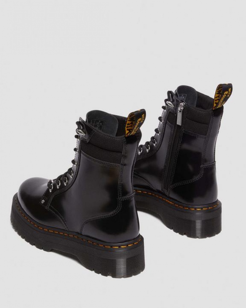 Women's Dr Martens Jadon II Boot Hardware Buttero Leather Platforms Boots Black | Australia_Dr64186