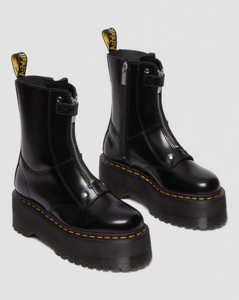 Women's Dr Martens Jetta Hi Max Leather Platform Boots Black | Australia_Dr58894