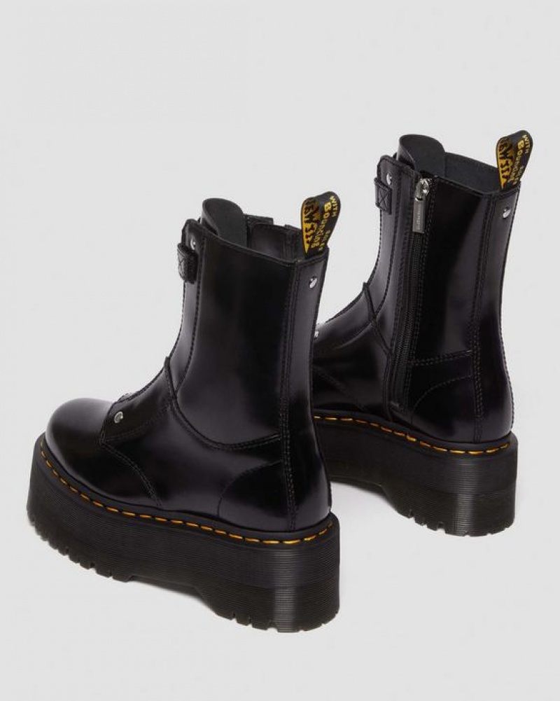 Women's Dr Martens Jetta Hi Max Leather Platform Boots Black | Australia_Dr58894