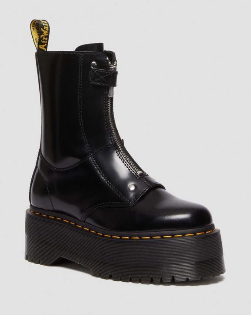 Women\'s Dr Martens Jetta Hi Max Leather Platform Boots Black | Australia_Dr58894