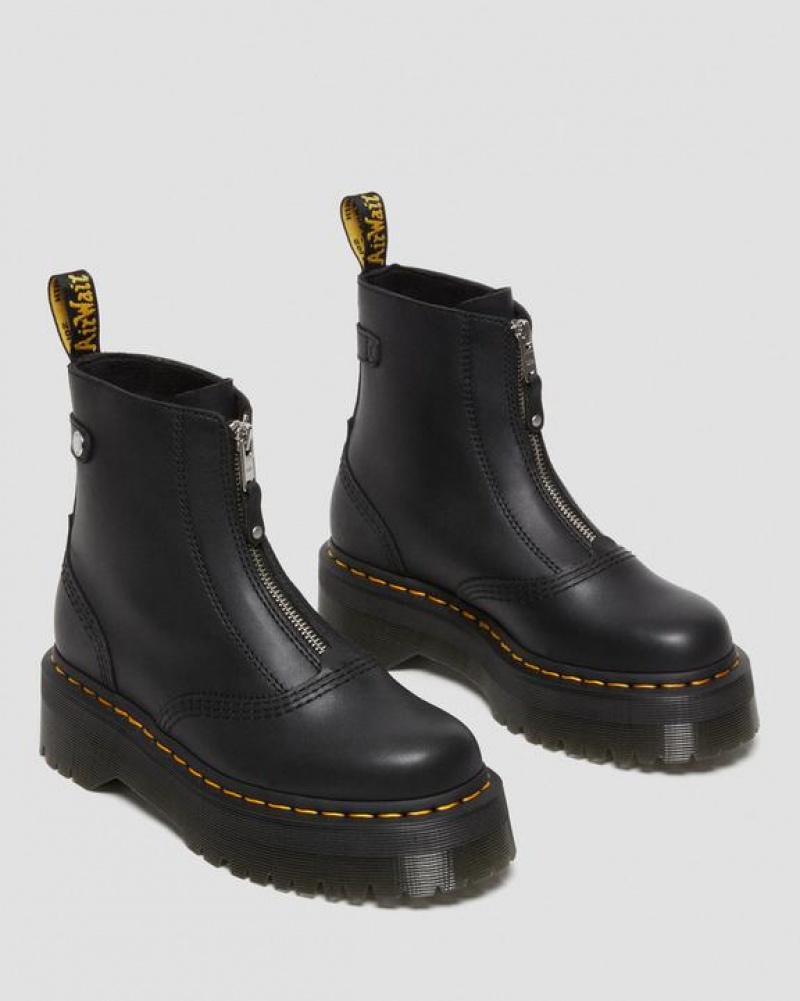 Women's Dr Martens Jetta Zipped Sendal Leather Platform Shoes Black | Australia_Dr49796