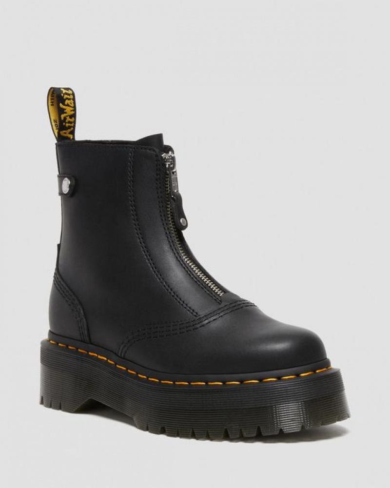 Women\'s Dr Martens Jetta Zipped Sendal Leather Platform Shoes Black | Australia_Dr49796