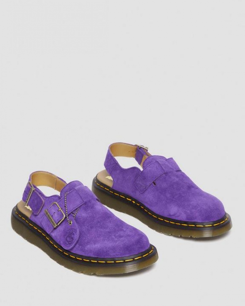 Women's Dr Martens Jorge Made in England Suede Slingback Mules Shoes Purple | Australia_Dr42145