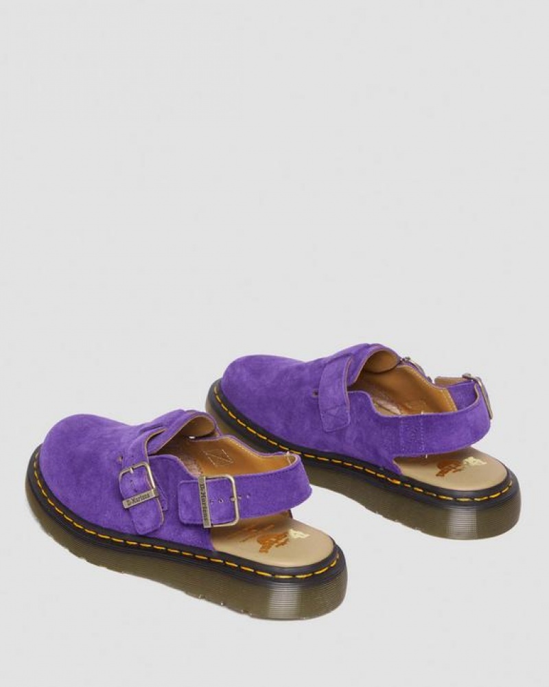 Women's Dr Martens Jorge Made in England Suede Slingback Mules Shoes Purple | Australia_Dr42145