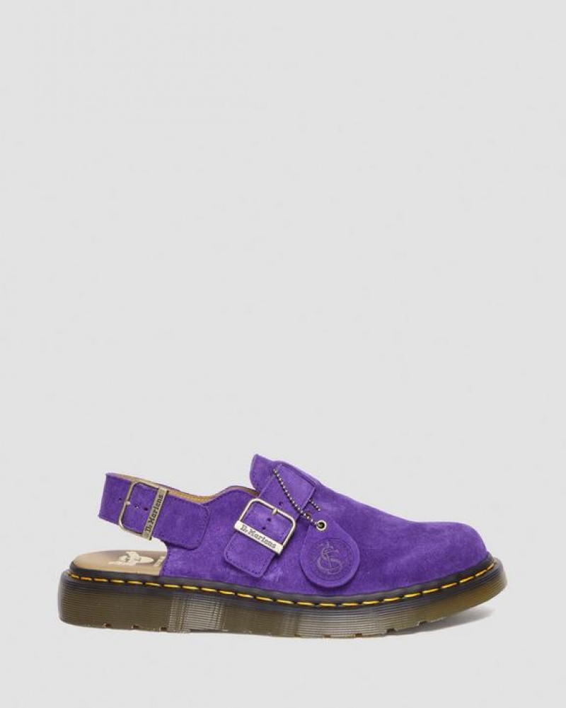 Women's Dr Martens Jorge Made in England Suede Slingback Mules Shoes Purple | Australia_Dr42145