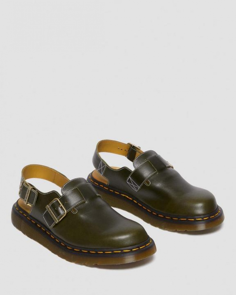 Women's Dr Martens Jorge Made in England Classic Leather Slingback Mules Shoes Dark Green | Australia_Dr28326