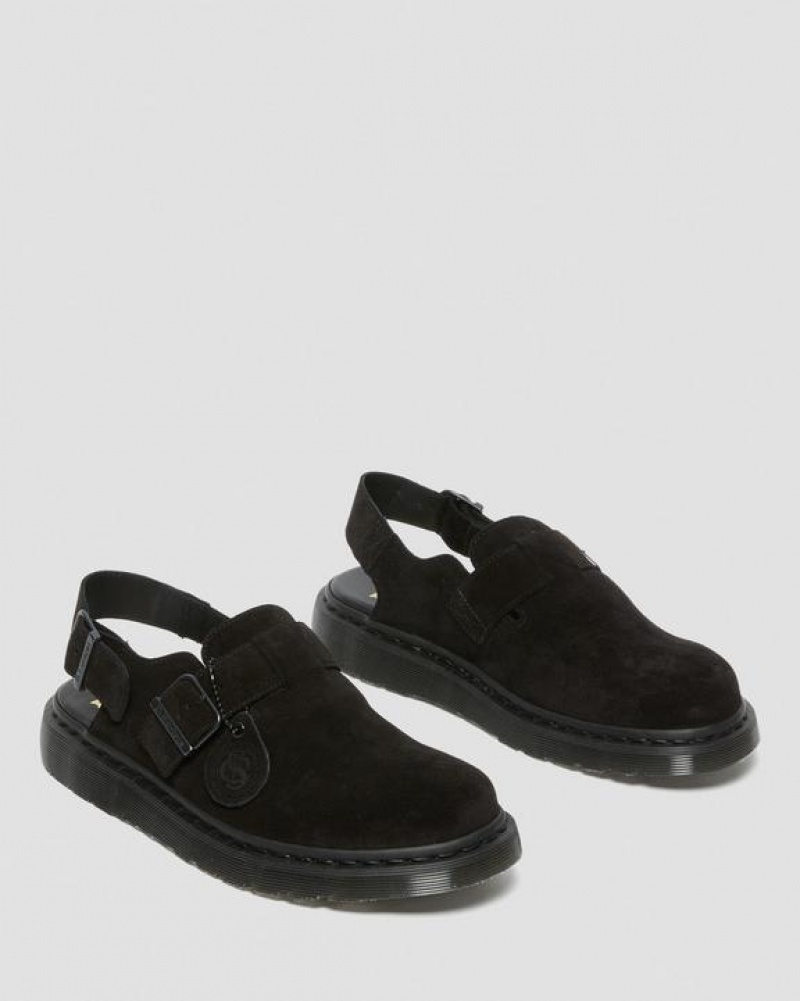 Women's Dr Martens Jorge Made in England Suede Slingback Mules Shoes Black | Australia_Dr36156