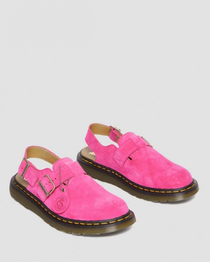 Women's Dr Martens Jorge Made in England Suede Slingback Sandals Pink | Australia_Dr85324