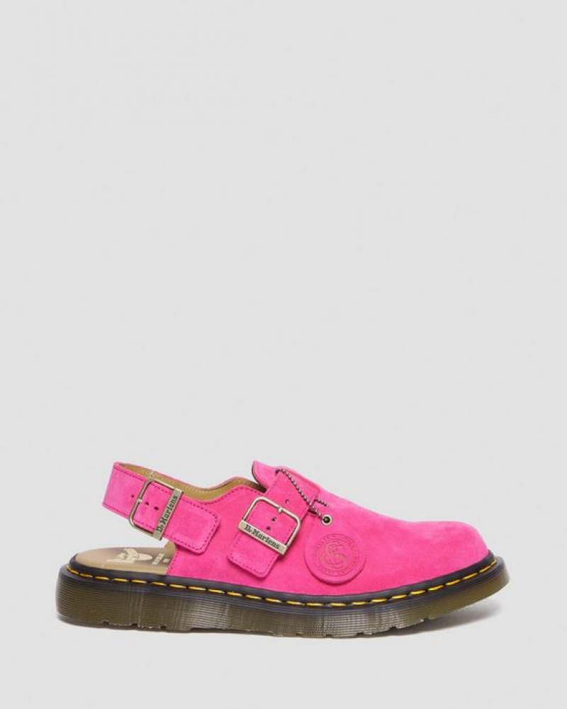 Women's Dr Martens Jorge Made in England Suede Slingback Sandals Pink | Australia_Dr85324