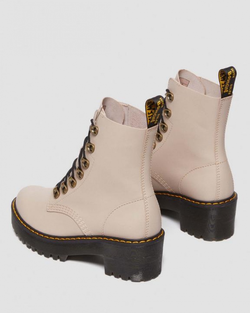 Women's Dr Martens Leona Women's Sendal Leather Heeled Boots Grey Brown | Australia_Dr67342