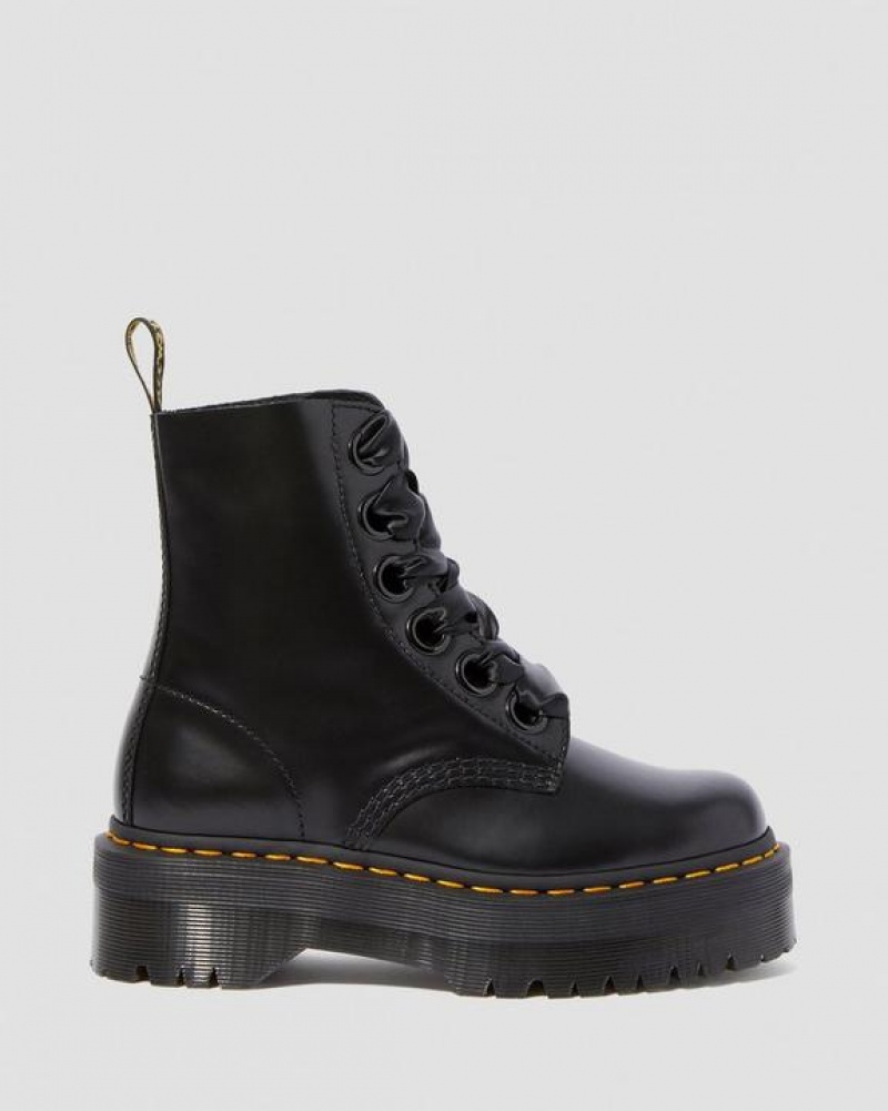 Women's Dr Martens Molly Women's Leather Platform Boots Black | Australia_Dr89387