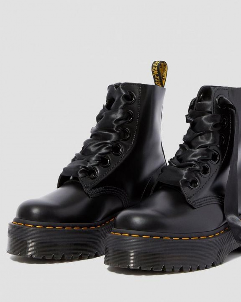 Women's Dr Martens Molly Women's Leather Platform Boots Black | Australia_Dr89387