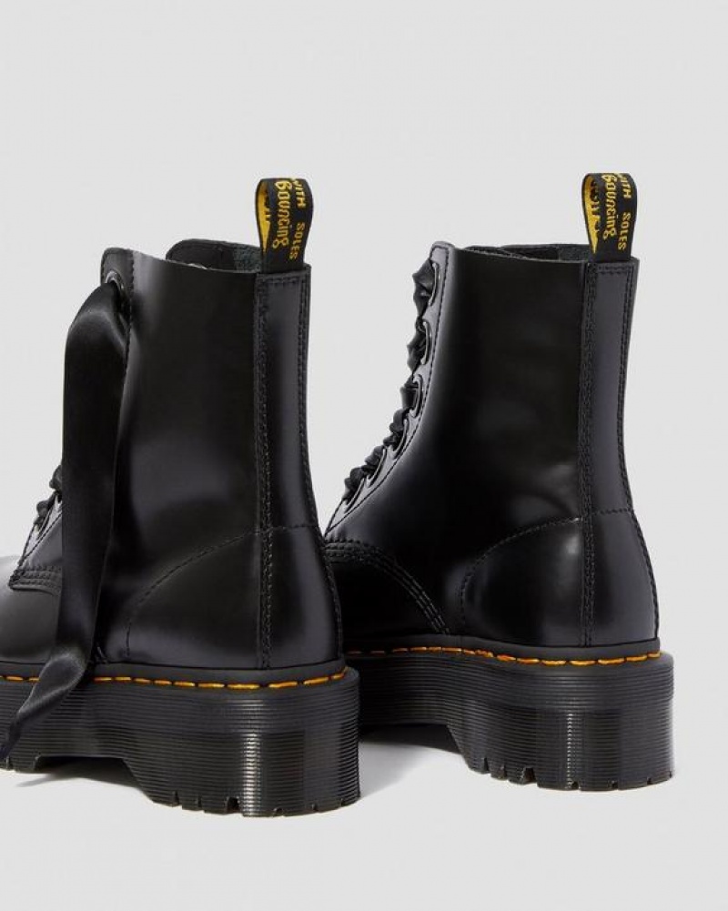 Women's Dr Martens Molly Women's Leather Platform Boots Black | Australia_Dr89387