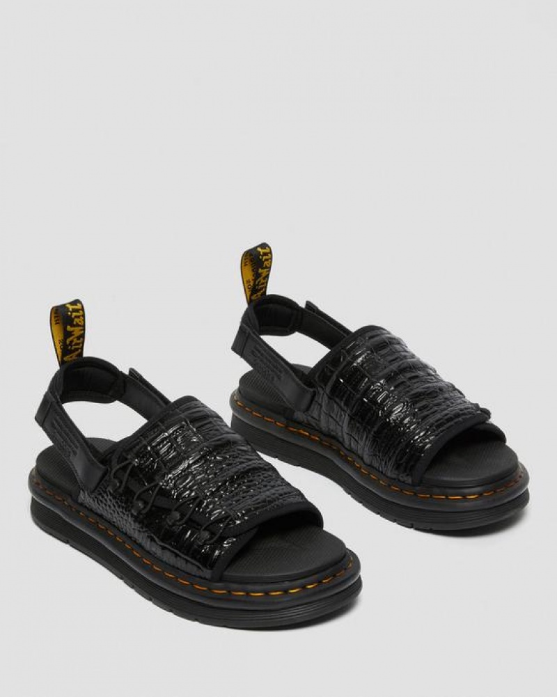 Women's Dr Martens Mura Suicoke Croco Leather Sandals Black | Australia_Dr71133