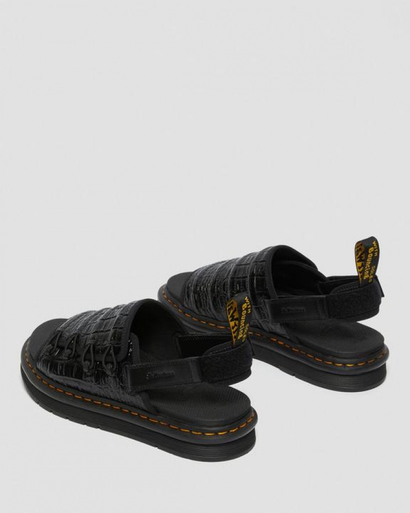 Women's Dr Martens Mura Suicoke Croco Leather Sandals Black | Australia_Dr71133