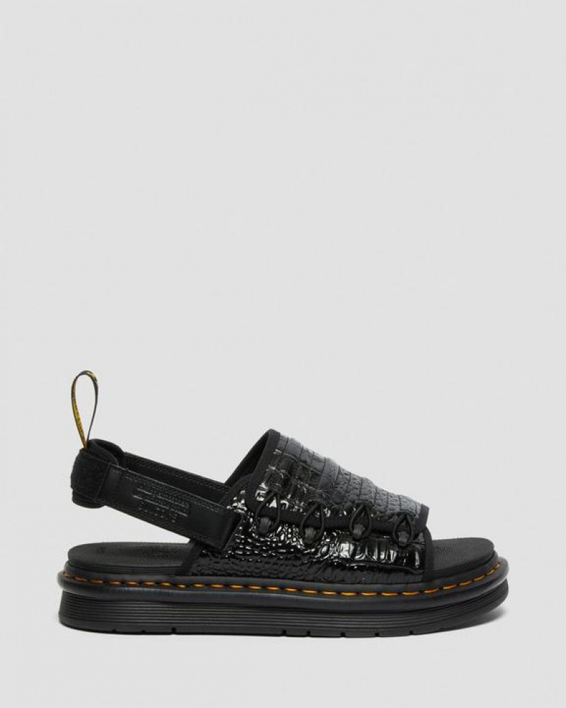 Women's Dr Martens Mura Suicoke Croco Leather Sandals Black | Australia_Dr71133