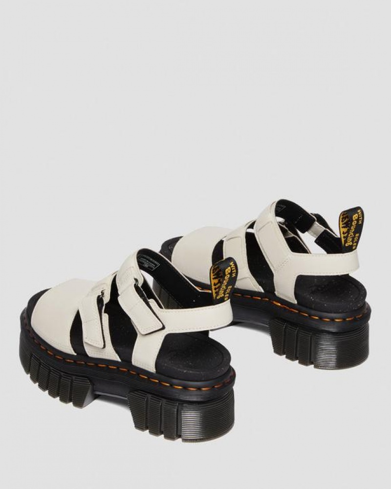 Women's Dr Martens Ricki Nappa Lux Leather 3-Strap Platform Sandals Grey | Australia_Dr89178