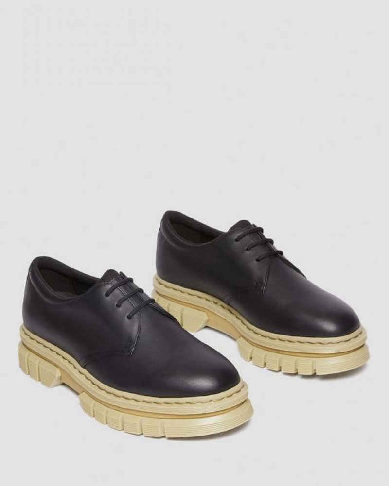 Women's Dr Martens Rikard Contrast Sole Leather Platform Shoes Black | Australia_Dr22603