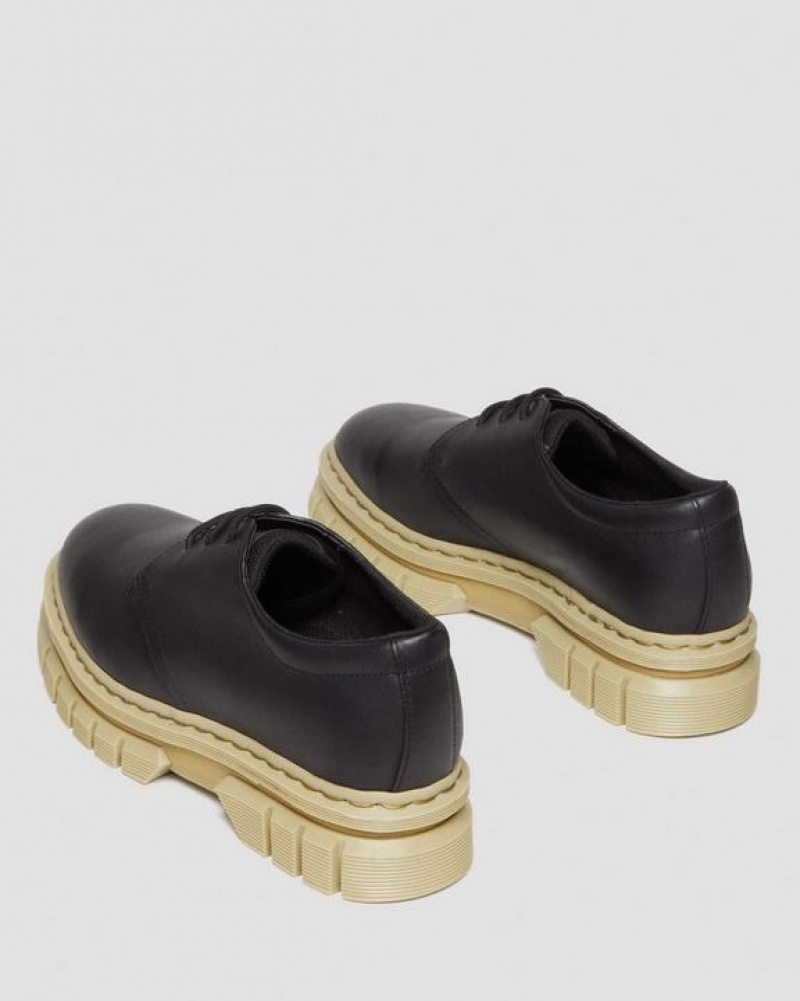 Women's Dr Martens Rikard Contrast Sole Leather Platform Shoes Black | Australia_Dr22603