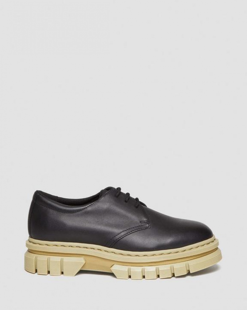 Women's Dr Martens Rikard Contrast Sole Leather Platform Shoes Black | Australia_Dr22603